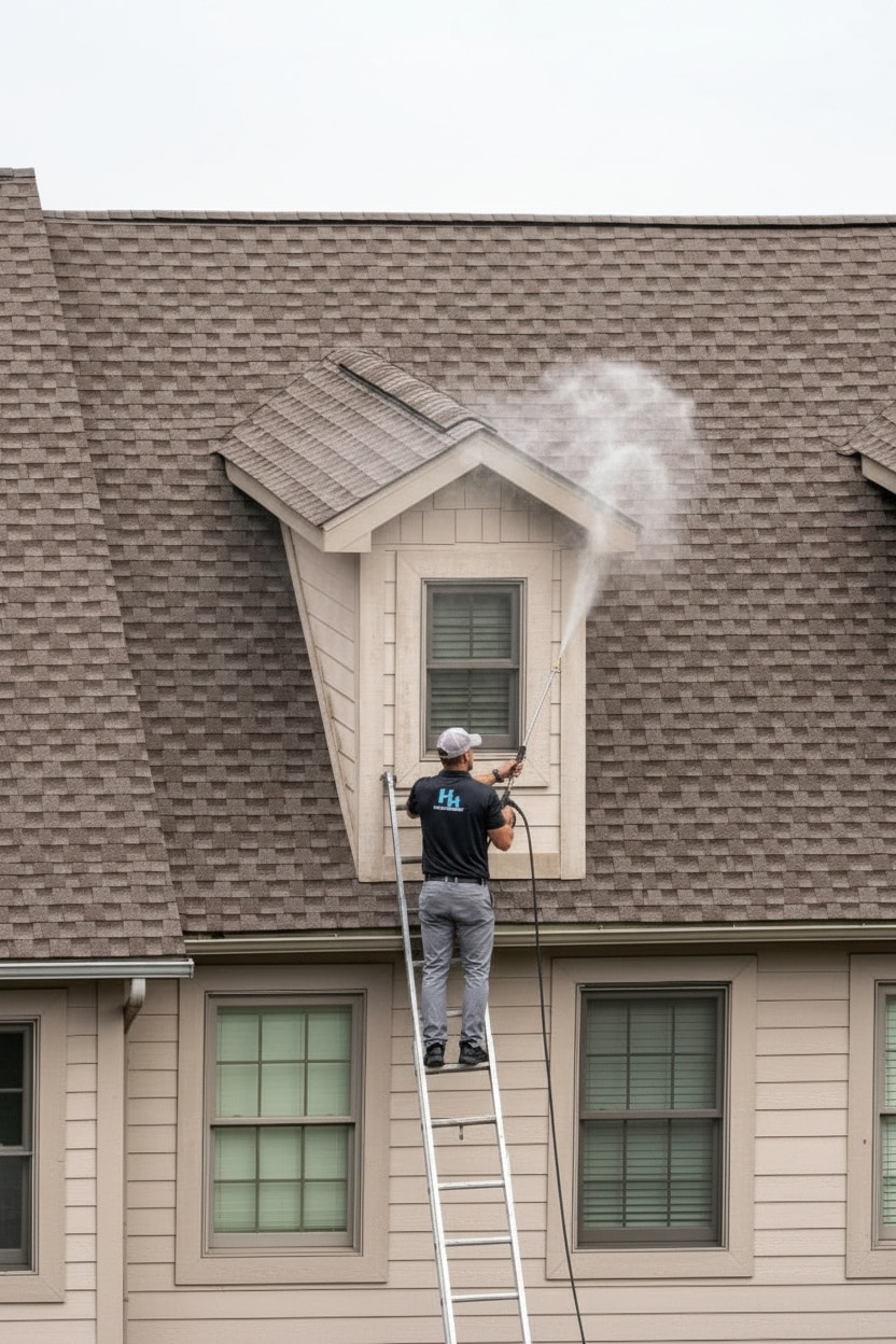 Professional roof soft washing service